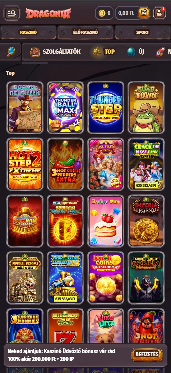 Dragonia Casino játékkínálat mobilon